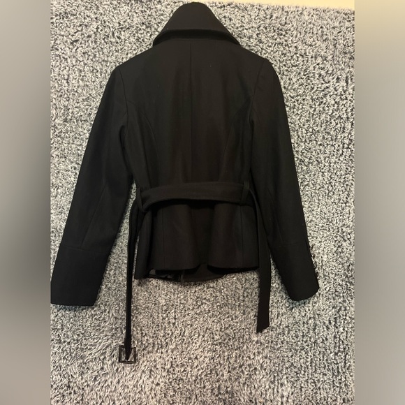 Black Rivet Pea Coat Jacket SZ Small Very Unique Buttons Military Style - Picture 4 of 12